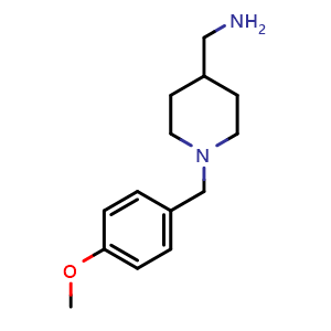 Chemical structure of C-[1-(4-Methoxy-benzyl)-piperidin-4-yl]-methylamine , CAS 117702-38-2, AChemBlock AD278006