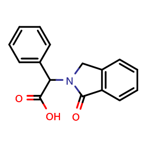 Chemical structure of 2-(1-Oxoisoindolin-2-yl)-2-phenylacetic acid , CAS 101004-95-9, AChemBlock AD278007