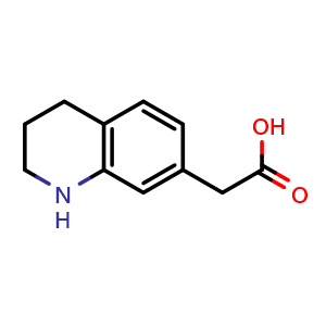 Chemical structure of 1,2,3,4-Tetrahydro-7-quinolineacetic acid , CAS 1146298-71-6, AChemBlock AD278008