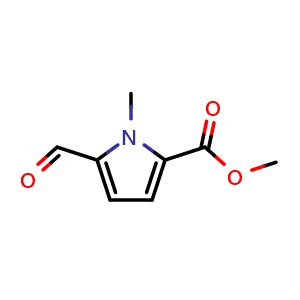 Chemical structure of Methyl 5-formyl-1-methyl-1H-pyrrole-2-carboxylate , CAS 1198-75-0, AChemBlock AD278014