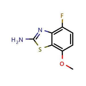 Chemical structure of 4-Fluoro-7-methoxybenzo[d]thiazol-2-amine , CAS 1402003-94-4, AChemBlock AD278020