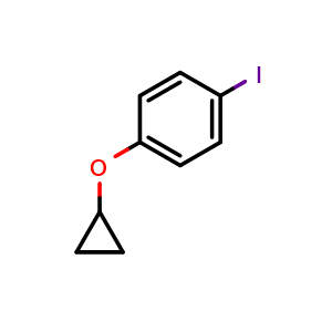 Chemical structure of 1-Cyclopropoxy-4-iodo-benzene , CAS 1243459-31-5, AChemBlock AD278024