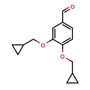 Chemical structure of 3,4-Bis(cyclopropylmethoxy)benzaldehyde , CAS 1369817-76-4, AChemBlock AD278025