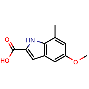 Chemical structure of 5-Methoxy-7-methylindole-2-carboxylic acid , CAS 383132-41-0, AChemBlock AD278051