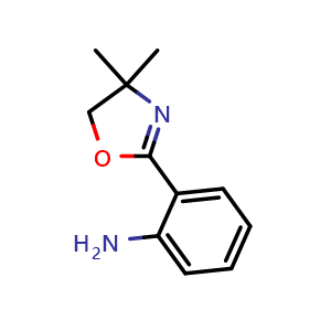 Chemical structure of 2-(2,2-dimethyl-2,5-dihydrooxazol-4-yl)aniline , CAS 63478-10-4, AChemBlock AD278073