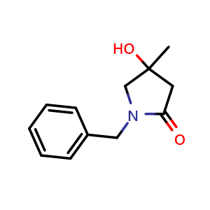 Chemical structure of 1-Benzyl-4-hydroxy-4-methylpyrrolidin-2-one , CAS 71392-17-1, AChemBlock AD278075