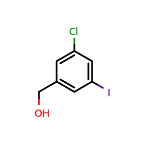 Chemical structure of (3-Chloro-5-iodophenyl)methanol , CAS 912343-40-9, AChemBlock AD278080