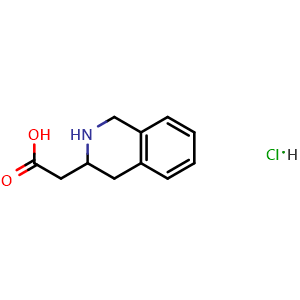 Chemical structure of 2-(1,2,3,4-Tetrahydroisoquinolin-3-yl)acetic acid hydrochloride , CAS 1188265-30-6, AChemBlock AD278082