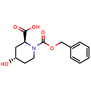 Chemical structure of (2S,4S)-1-((Benzyloxy)carbonyl)-4-hydroxypiperidine-2-carboxylic acid , CAS 441764-42-7, AChemBlock AD278088
