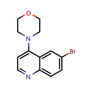 Chemical structure of 4-(6-Bromoquinolin-4-yl)morpholine , CAS 474707-20-5, AChemBlock AD278089