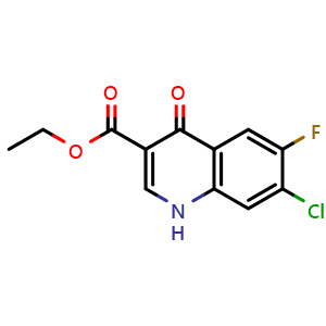 Chemical structure of Ethyl 7-chloro-6-fluoro-4-oxo-1,4-dihydroquinoline-3-carboxylate , CAS 75073-15-3, AChemBlock AD278091