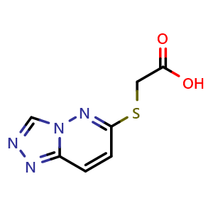 Chemical structure of ([1,2,4]triazolo[4,3-b]pyridazin-6-ylthio)acetic acid , CAS 890588-01-9, AChemBlock AD278094