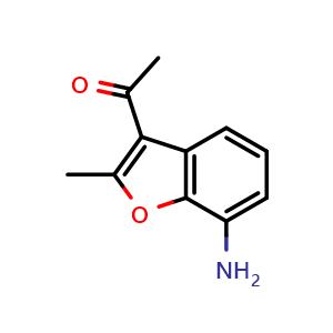 Chemical structure of 1-(7-Amino-2-methyl-1-benzofuran-3-yl)ethanone , CAS 174186-83-5, AChemBlock AD278103