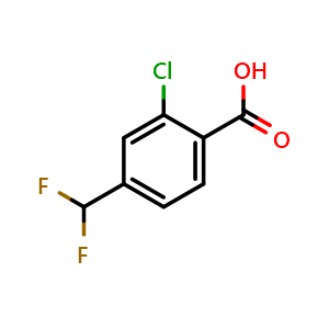 Chemical structure of 2-Chloro-4-(difluoromethyl)benzoic acid , CAS 1556403-83-8, AChemBlock AD278115