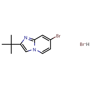 Chemical structure of 7-Bromo-2-tert-butylimidazo[1,2-a]pyridine hydrobromide , CAS 1803588-93-3, AChemBlock AD278123