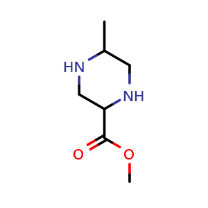 Chemical structure of Methyl 5-methylpiperazine-2-carboxylate , CAS 1822568-81-9, AChemBlock AD278128