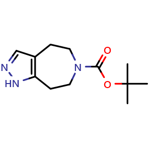Chemical structure of tert-Butyl 4,5,7,8-tetrahydro-1H-pyrazolo[3,4-d]azepine-6-carboxylate , CAS 1029720-45-3, AChemBlock AD278134