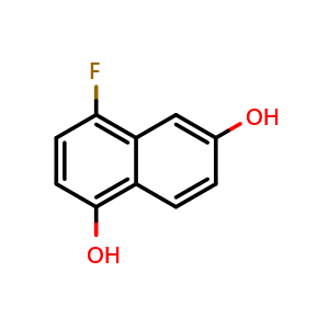 Chemical structure of 4-Fluoronaphthalene-1,6-diol , CAS 1824496-31-2, AChemBlock AD278137