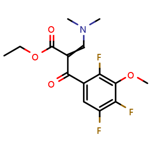 Chemical structure of Ethyl3-(dimethylamino)-2-(2,4,5-trifluoro-3-methoxybenzoyl)acrylate , CAS 121577-35-3, AChemBlock AD278141