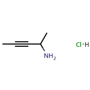 Chemical structure of Pent-3-yn-2-amine hydrochloride , CAS 1378830-65-9, AChemBlock AD278152