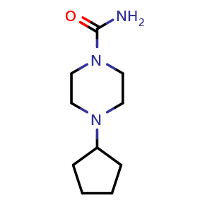 Chemical structure of 4-Cyclopentyl-1-piperazinecarboxamide , CAS 443313-27-7, AChemBlock AD278184