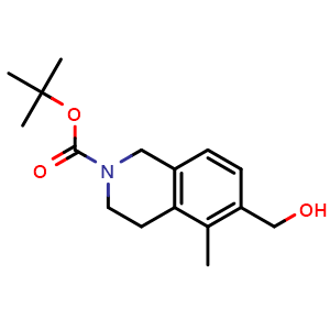 Chemical structure of tert-Butyl6-(hydroxymethyl)-5-methyl-3,4-dihydroisoquinoline-2(1H)-carboxylate , CAS 1398414-90-8, AChemBlock AD278195