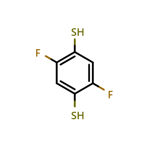 Chemical structure of 2,5-difluorobenzene-1,4-dithiol , CAS 1219501-74-2, AChemBlock AD278199