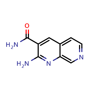 Chemical structure of 2-Amino-1,7-naphthyridine-3-carboxamide , CAS 55234-67-8, AChemBlock AD278201