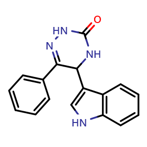 Chemical structure of5-(1H-Indol-3-yl)-6-phenyl-4,5-dihydro-1,2,4-triazin-3(2H)-one, CAS 569655-94-3, AChemBlock AD278214