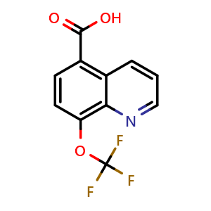 Chemical structure of 8-(Trifluoromethoxy)quinoline-5-carboxylic acid , CAS 2241594-63-6, AChemBlock AD278215
