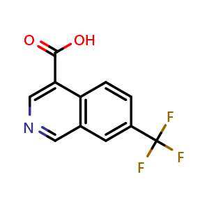 Chemical structure of 7-(Trifluoromethyl)isoquinoline-4-carboxylic acid , CAS 2566174-18-1, AChemBlock AD278219