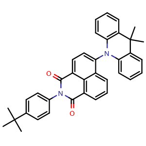 Chemical structure of 2-(4-(tert-Butyl)phenyl)-6-(9,9-dimethylacridin-10(9H)-yl)-1H-benzo[de]isoquinoline-1,3(2H)-dione , CAS 2196247-08-0, AChemBlock AD278224