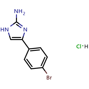 Chemical structure of 4-(4-bromophenyl)-1H-imidazol-2-amine hydrochloride , CAS 65146-58-9, AChemBlock AD278225