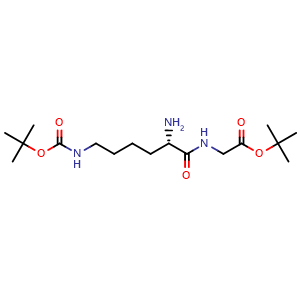 Chemical structure of tert-Butyl N6-(tert-Butoxycarbonyl)-L-lysylglycinate , CAS 162878-28-6, AChemBlock AD278229