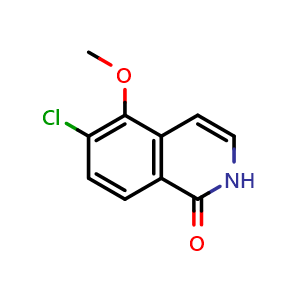 Chemical structure of 6-Chloro-5-methoxyisoquinolin-1(2H)-one , CAS 630423-33-5, AChemBlock AD278230