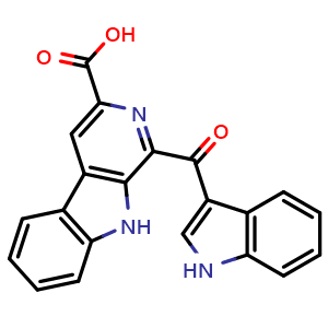 Chemical structure of 1-(1H-Indole-3-carbonyl)-9H-pyrido[3,4-B]indole-3-carboxylic acid , CAS 863766-95-4, AChemBlock AD278232