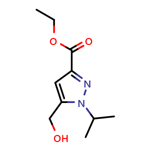 Chemical structure of Ethyl 5-(hydroxymethyl)-1-isopropyl-1H-pyrazole-3-carboxylate , CAS 2121678-38-2, AChemBlock AD278235