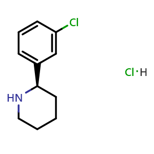 Chemical structure of (R)-2-(3-Chlorophenyl)piperidine hydrochloride , CAS 1391519-56-4, AChemBlock AD278245