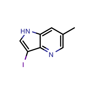 Chemical structure of 3-Iodo-6-methyl-1H-pyrrolo[3,2-b]pyridine , CAS 1260385-43-0, AChemBlock AD278246
