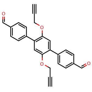 Chemical structure of 2',5'-Bis(prop-2-yn-1-yloxy)-[1,1':4',1''-terphenyl]-4,4''-dicarbaldehyde , CAS 2585189-58-6, AChemBlock AD278259