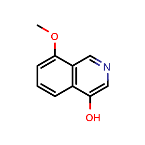 Chemical structure of 8-Methoxyisoquinolin-4-ol , CAS 129959-10-0, AChemBlock AD278261