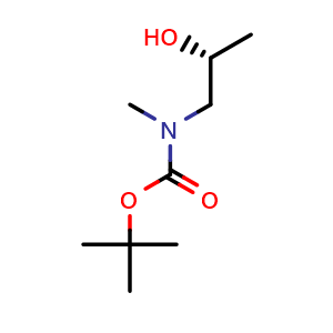 Chemical structure of (R)-tert-butyl (2-hydroxypropyl)(methyl)carbamate , CAS 1841235-73-1, AChemBlock AD278262