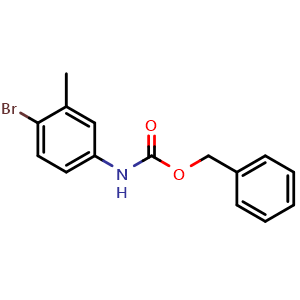 Chemical structure of Phenylmethyl N-(4-bromo-3-methylphenyl)carbamate , CAS 1246187-55-2, AChemBlock AD278264