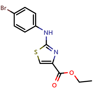 Chemical structure of Ethyl 2-((4-bromophenyl)amino)thiazole-4-carboxylate , CAS 165682-91-7, AChemBlock AD278266
