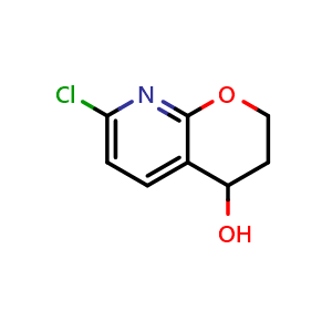 Chemical structure of 7-Chloro-3,4-dihydro-2H-pyrano[2,3-b]pyridin-4-ol , CAS 1287312-59-7, AChemBlock AD278267