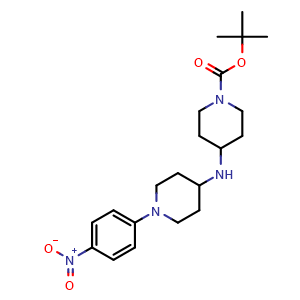 Chemical structure of tert-Butyl 4-[[1-(4-nitrophenyl)piperidin-4-yl]amino]piperidine-1-carboxylate , CAS 2780972-41-8, AChemBlock AD278279