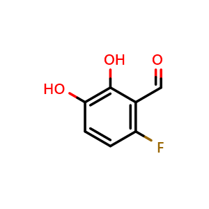 Chemical structure of 6-Fluoro-2,3-dihydroxybenzaldehyde , CAS 1364684-42-3, AChemBlock AD278289