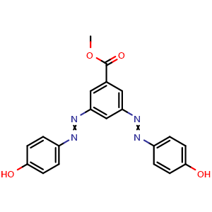 Chemical structure of Methyl 3,5-bis[2-(4-hydroxyphenyl)diazenyl]benzoate , CAS 2095601-35-5, AChemBlock AD278301