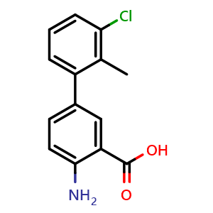 Chemical structure of 2-Amino-5-(3-chloro-2-methylphenyl)benzoic acid , CAS 1368029-29-1, AChemBlock AD278309