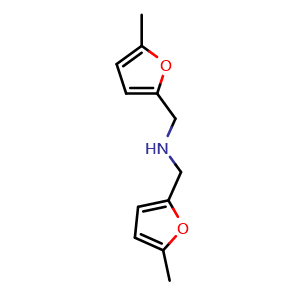 Chemical structure of 5-Methyl-N-[(5-methyl-2-furanyl)methyl]-2-furanmethanamine , CAS 108752-02-9, AChemBlock AD278328